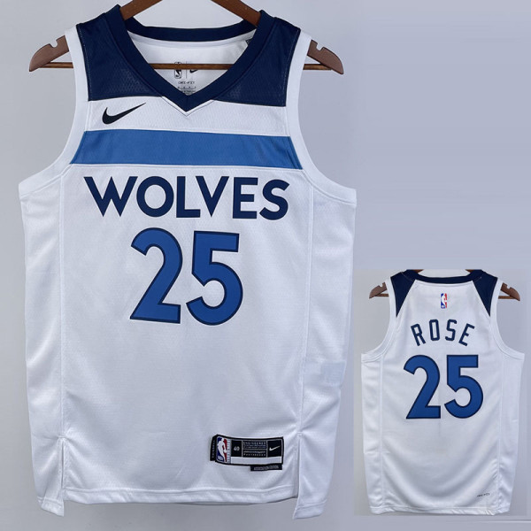 22/23 Timberwolves ROSE #25 White Top Quality Hot Pressing NBA Jersey