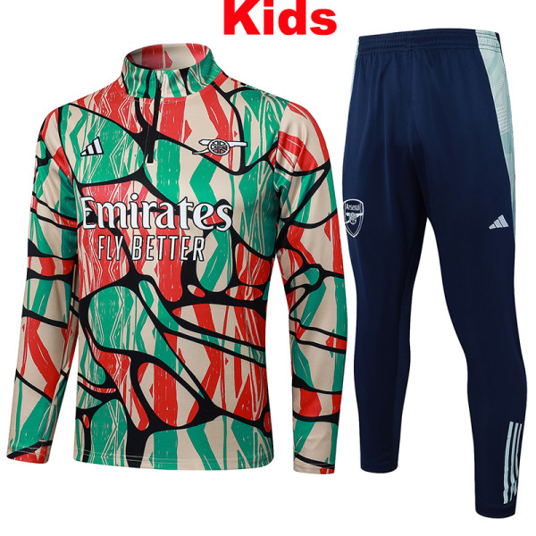 24/25 ARS Red Green Inkjet Kids Half Pull Tracksuit # E970 (童装、半拉链)