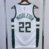 22/23 BUCKS MIOOLETON #22 Home White Top Quality Hot Pressing NBA Jersey(V领)
