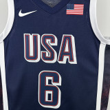 2024 Olympic Game USA  JAMES # 6 Blue Basketball Jersey