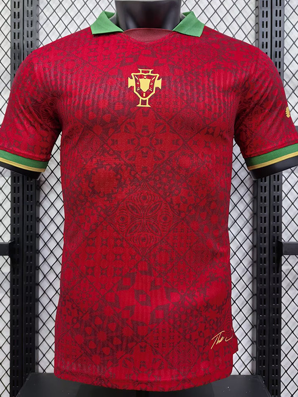 25/26 Portugal Red Grid Special Edition Player Version Soccer Jersey