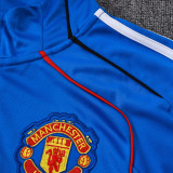 25/26 Man Utd Blue Half Pull  Kids tracksuit #E25102 (童装蓝配黑裤、半拉链)