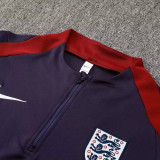 24/25  England Blue Purple Kids Half Pull Tracksuit  (半拉链)(儿童）