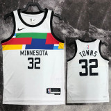 22/23 TIMBERWOLVES TOWNS #32 White City Edition Top Quality Hot Pressing NBA Jersey