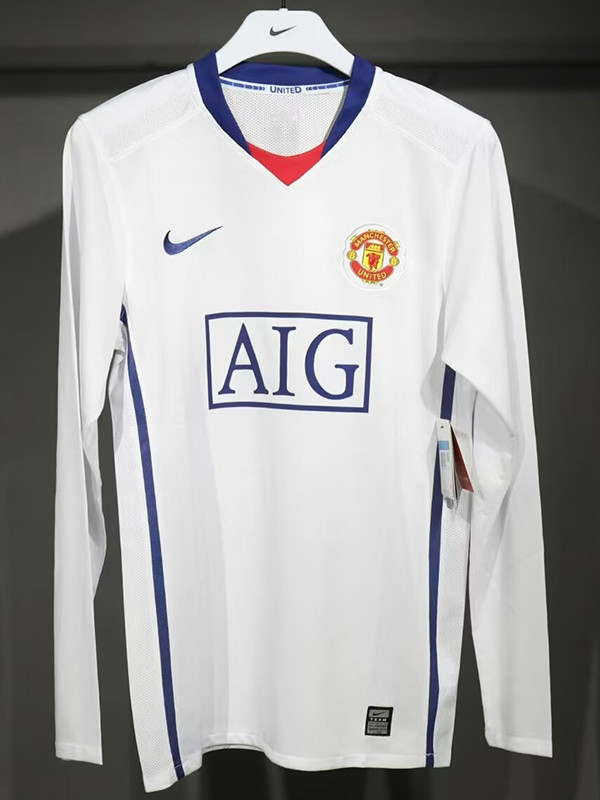 2008/2009 Man Utd Away  Player Version Long Sleeve Retro Soccer Jersey球员长袖