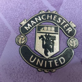 2025 Man Utd Purple Checkered pattern  Player Version  Polo Shirt