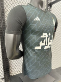 24/25  Algeria Black Check  Player Version Soccer Jersey（胸前白广告）(V领）