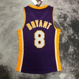 2001 LAKERS BRYANT #8 Purple Retro Top Quality Hot Pressing NBA Jersey(V领)