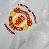 1991/1992 Man Utd Away White Retro Soccer Jersey