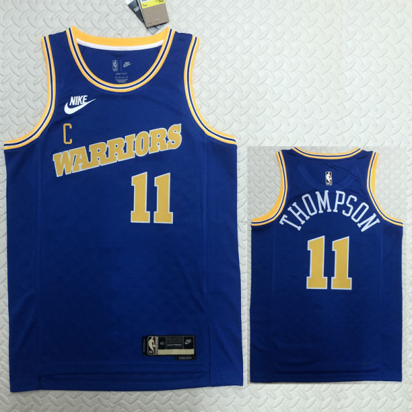 22/23 WARRIORS THOMPSON #11 Blue Top Quality Hot Pressing NBA Jersey (Retro Logo)