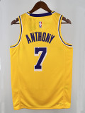 22/23 Lakers ANTHONY # 7 Yellow Top Quality Hot Pressing NBA Jersey(圆领）