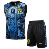24/25  Brazil Black Christ statue top and shorts suit