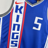 23/24 Kings FOX #5 Blue City Edition Top Quality Hot Pressing NBA Jersey