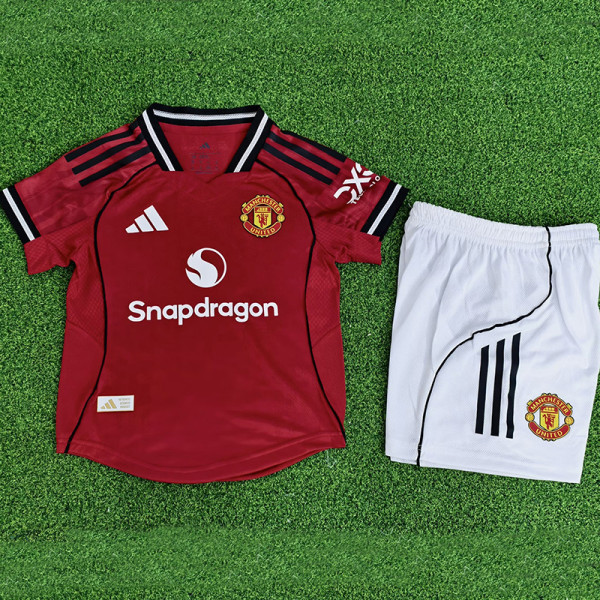 25/26 Man Utd Home  Player Version Kids Soccer Jersey