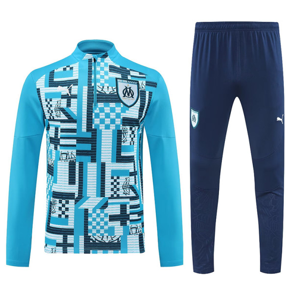 24/25 Marseille Sky Blue Printing Half Pull Tracksuit  (半拉链)