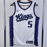 23/24 Kings FOX #5 White Top Quality Hot Pressing NBA Jersey