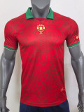 25/26 Portugal Red Grid Special Edition Fans Soccer Jersey