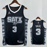 22/23 Sa Spurs PAUL #3 Black Flying Man EditionTop Quality Hot Pressing NBA Jersey飞人