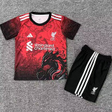 25/26 LIV Red Black Eagle's head  Kids Soccer Jersey