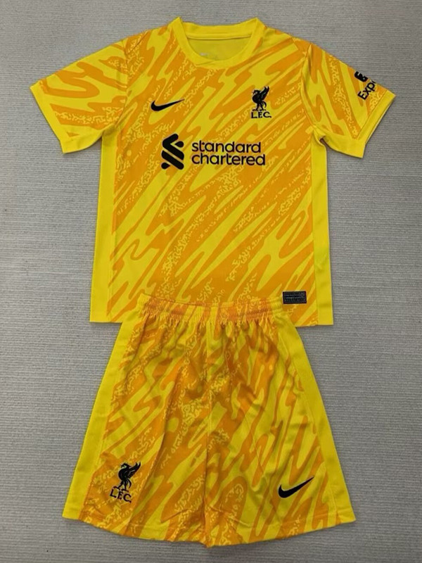 24/25 LIV  Yellow Goalkeeper  Kids Soccer Jersey