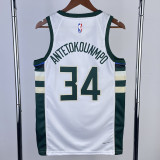22/23 BUCKS ANTETOKOUNMPO #34 Home White Top Quality Hot Pressing NBA Jersey(V领)
