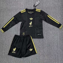 25/26  Mexico Black Gold Cup Long Sleeve  Kids Soccer Jersey