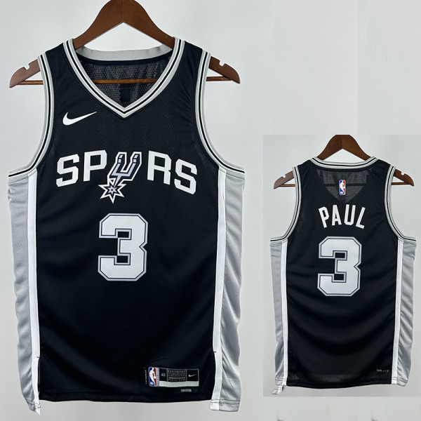 22/23 Sa Spurs PAUL #3 Black Top Quality Hot Pressing NBA Jersey