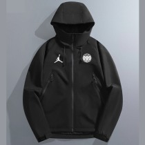 2025 New Black Jordan Thickened Assault  Hooded Windbreaker