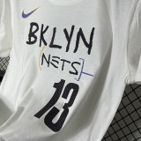 2025 T251  Nets HARDEN # 13 NK White  Pure Cotton  Blue T-shirt