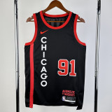 23/24 BULLS RODMAN #91 Black City Edition Top Quality Hot Pressing NBA Jersey