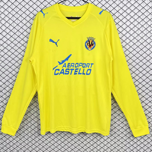 2008/2009 Villarreal Home  Long Sleeve Retro Soccer Jersey