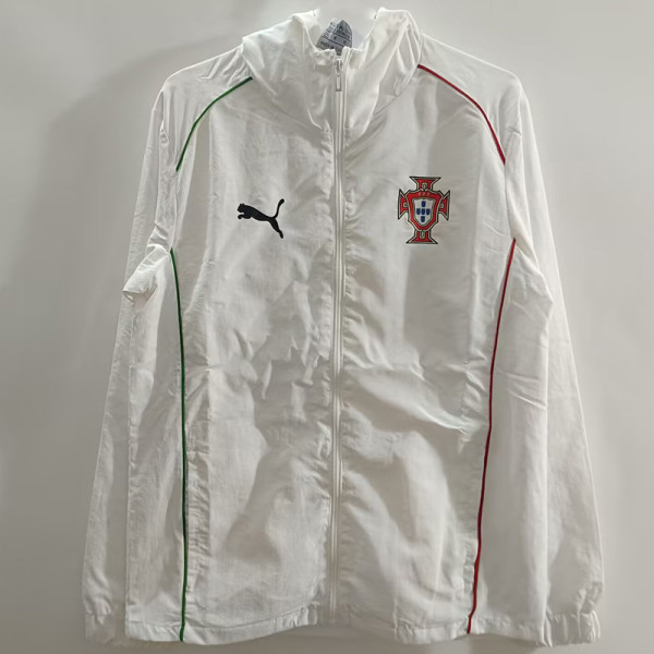 25/26  Portugal  White Hooded Windbreaker