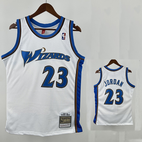 01/02 Wizards JORDAN # 23 White Retro EditionTop Quality Hot Pressing NBA Jersey