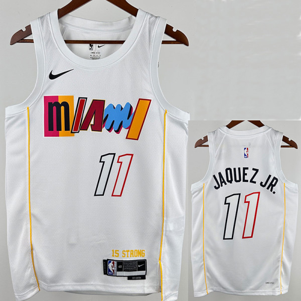 22/23 HEAT JAQUEZ JR. #11 White City Edition Top Quality Hot Pressing NBA Jersey