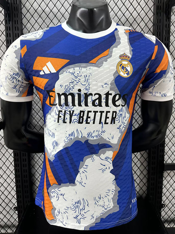 25/26 RMA White and Blue Puzzle Player Version Soccer Jersey