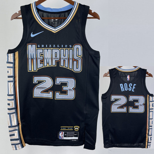 22/23 Grizzlies ROSE #23 Black City Edition Top Quality Hot Pressing NBA Jersey