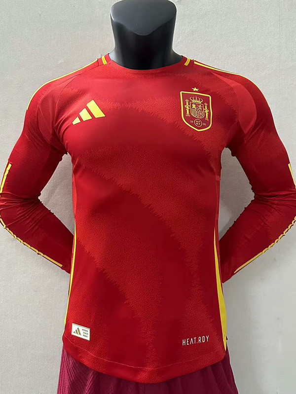 2024 Spain Home  Long Sleeve Player Version Soccer Jersey(长袖)