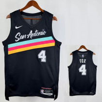 25/26 Sa Spurs FOX #4 Black City Edition Top Quality Hot Pressing NBA Jersey