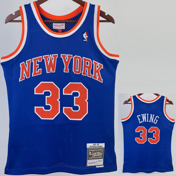 1991/92 KNICKS EWING #33 Blue Retro Top Quality Hot Pressing NBA Jersey