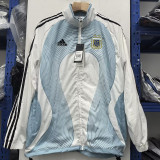 25/26 Argentina White & Lake Blue Embroidery Retro windbreaker