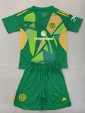 24/25 Man Utd Green Goalkeeper Kids Soccer Jersey