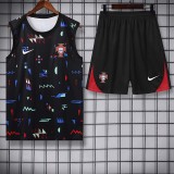 24/25  Portugal Black Tank top and shorts suit