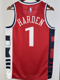 24/25 Clippers HARDEN #1 Red Top Quality Hot Pressing NBA Jersey (Trapeze Edition) 飞人版