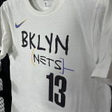 2025 T251  Nets HARDEN # 13 NK White  Pure Cotton  Blue T-shirt
