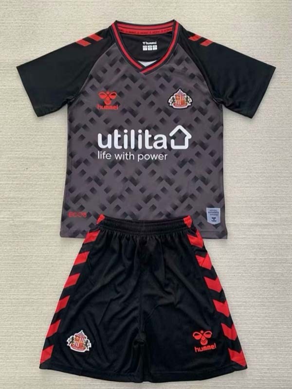 24/25 Sunderland Black Goalkeeper Kids Soccer Jersey