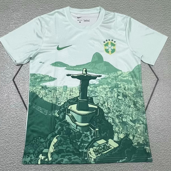 2025 Brazil Christ statue Light Green  Fans Soccer Jersey