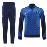 24/25 PSG  Blue Grid Pattern Jacket Tracksuit(02)