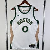23/24 CELTICS TATUM #0 White City Edition Home Top Quality Hot Pressing NBA Jersey
