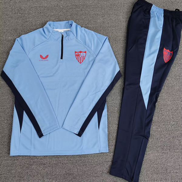 25/26 Sevilla Sky Blue Half Pull Tracksuit (半拉链)
