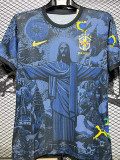 2024 Brazil Christ statue Blue Player Version Soccer Jersey